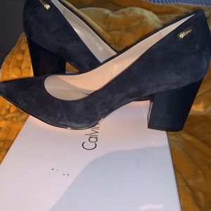 Calvin Klein Navy suede pumps gently worn. Great condition